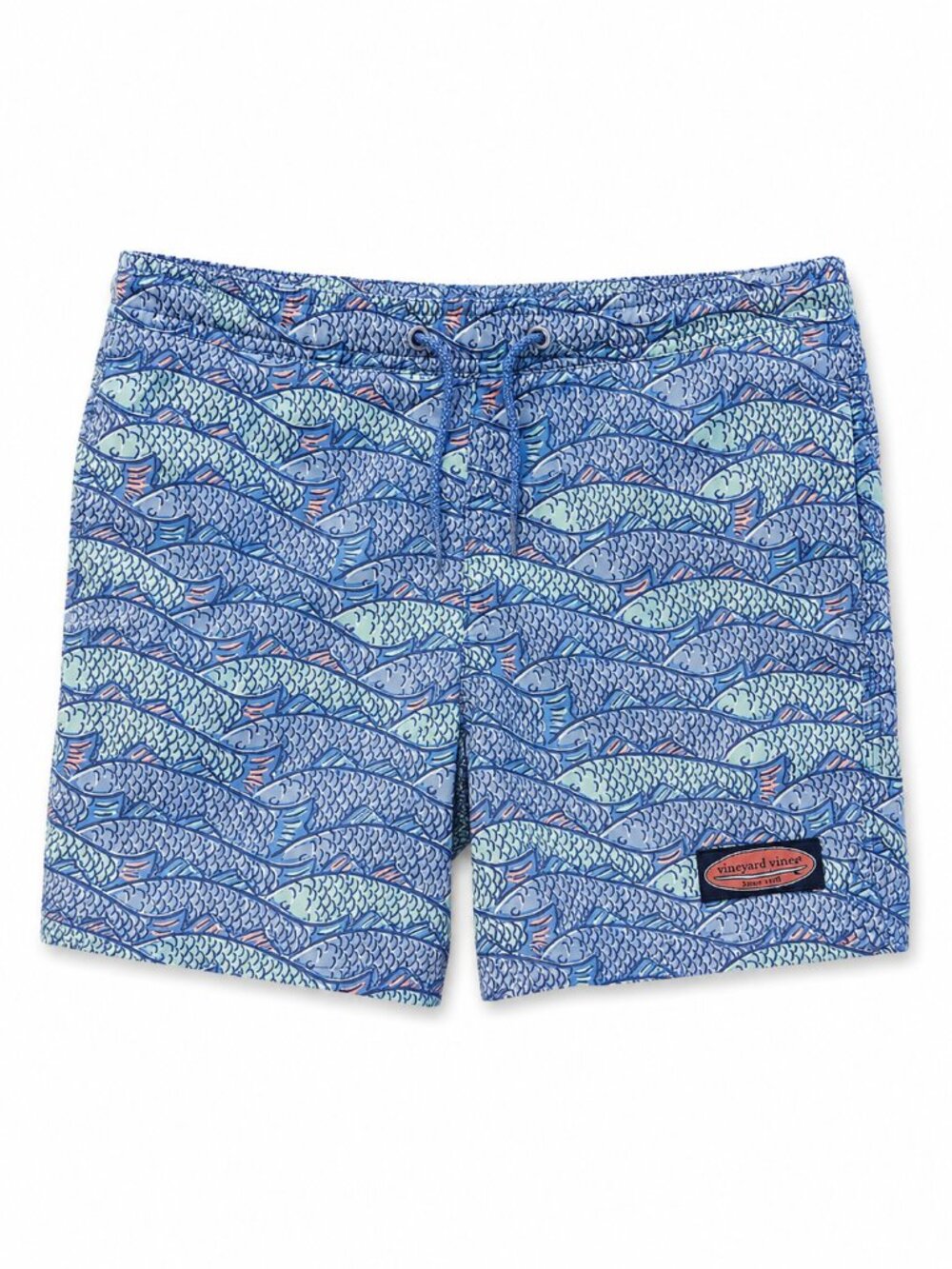 Vineyard Vines Chappy Swim Trunks Fish Print Boys Size 7 Blue Performance Swim S